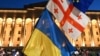 GEORGIA – During a protest near the Georgian parliament building against the draft law on "foreign agents", which its opponents call a "Russian law". Tbilisi, March 8, 2023