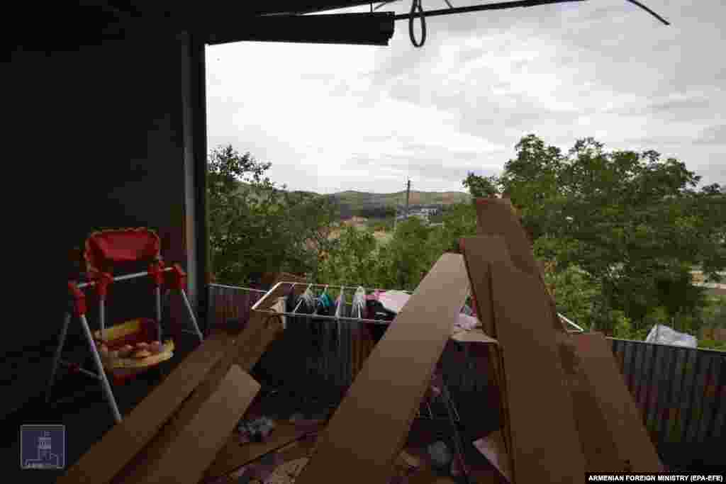 A photo from the Armenian Foreign Ministry shows war damage at an unidentified location in Nagorno-Karabakh.