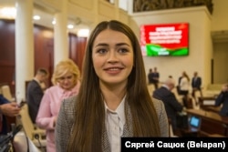 Belarusian parliamentary deputy Maryya Vasilevich, a former Miss Belarus, in 2019
