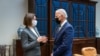 U.S. President Joe Biden meets with Belarusian opposition leader Svyatlana Tsikhanouskaya in the White House on July 28, 2021.